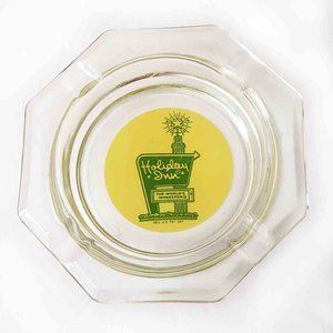 Vintage Holiday Inn Ashtray Clear Yellow Green